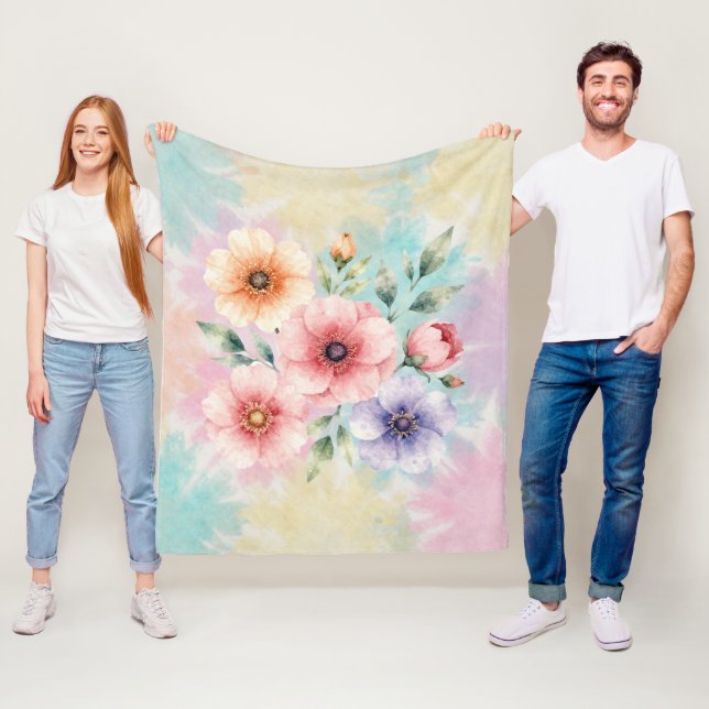 Couverture Polaire It’s Time To Bloom Tie Dye Florals (En situation)