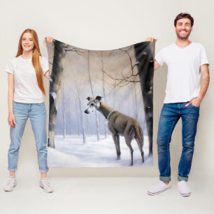 Couverture Polaire Italian Greyhound Qu'il neige Noël