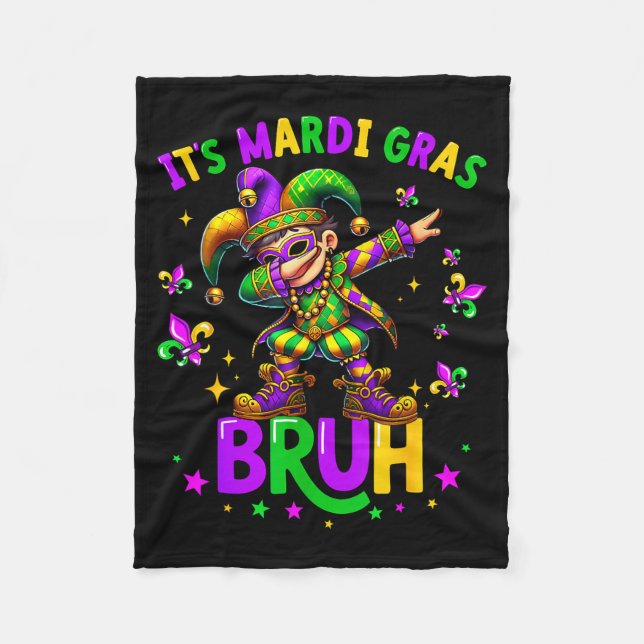 Couverture Polaire It's Mardi Gras Bruh Dabbing Leprechaun Jester New (Devant)