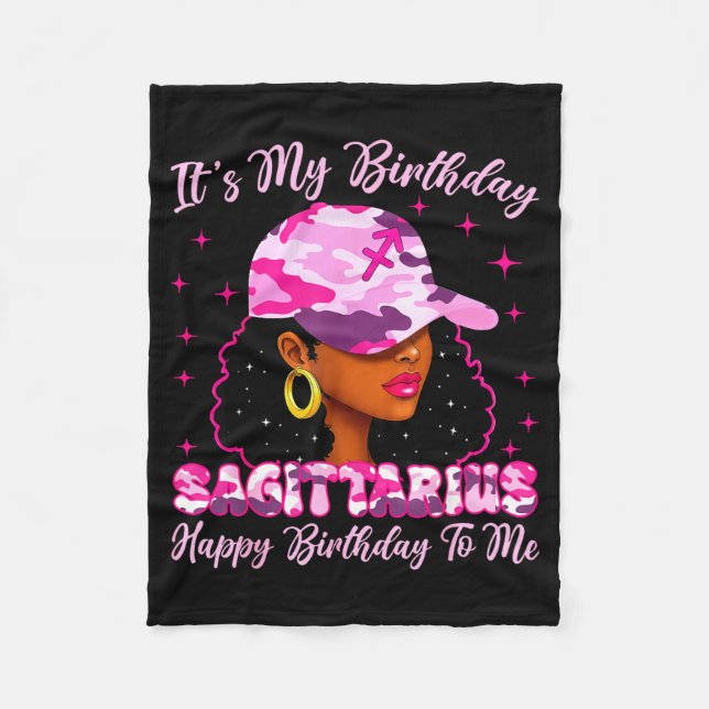 Couverture Polaire It's My Birthday Sagittarius Black Woman Nk Camo  (Devant)