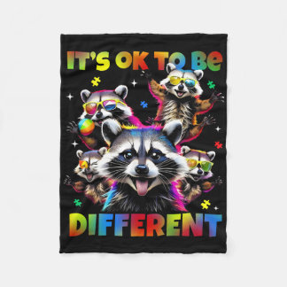 Couverture Polaire It's Ok To Be Different Autistic Raccoon Autism Aw