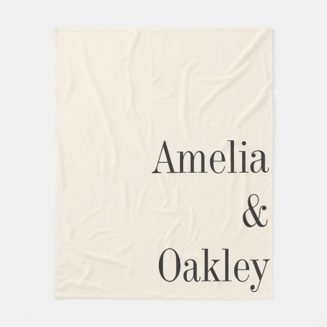 Couverture Polaire Ivoire minimaliste Écru noir Élégant mariage perso (Devant)