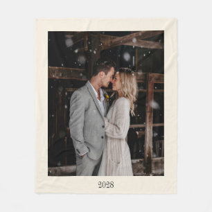 Couverture Polaire Ivoire minimaliste Ecru noir Elégant mariage photo