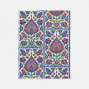 Couverture Polaire Iznik - motif ottoman turc avec fleurs tulipe