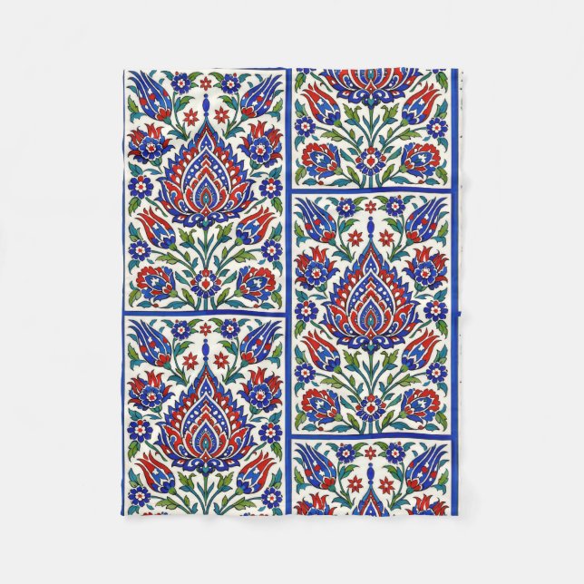Couverture Polaire Iznik - Turkish Ottoman pattern with flowers tulip (Devant)