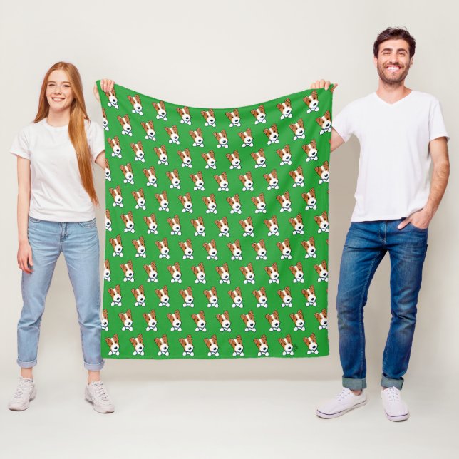 Couverture Polaire Jack Russel Fleece Blanche (En situation)