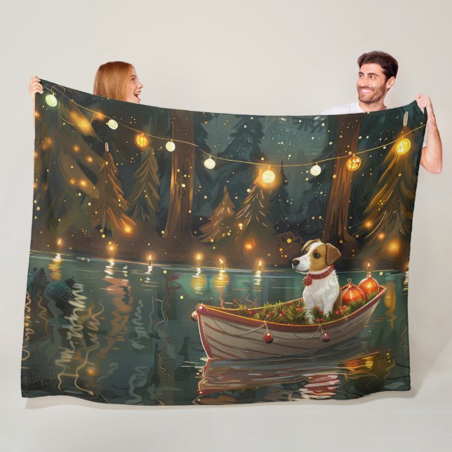 Couverture Polaire Jack Russell Christmas Festive Voyage (En situation)