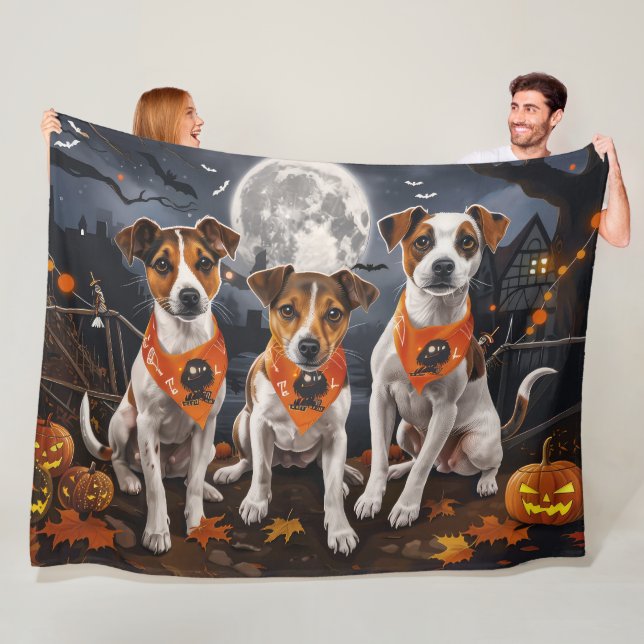 Couverture Polaire Jack Russell Halloween Épouvantable (En situation)