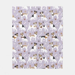Couverture Polaire Jack Russell Terrier Paws and Bones Fleece Blanche
