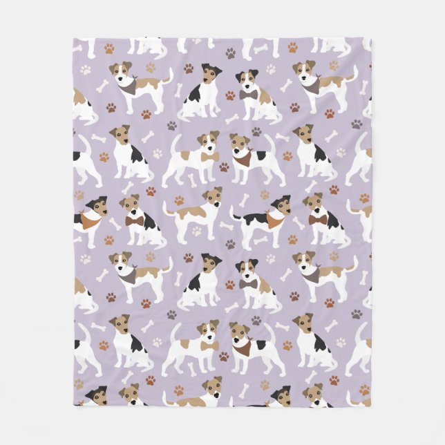 Couverture Polaire Jack Russell Terrier Paws and Bones Fleece Blanche (Devant)