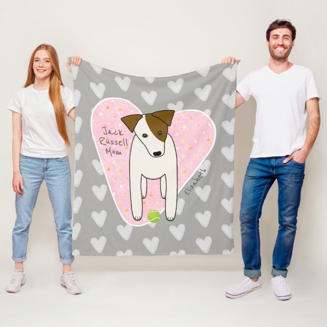Couverture Polaire Jack Russell w balle de tennis coeur chien maman g (En situation)