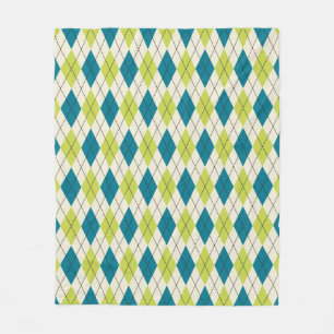 Couverture Polaire Jacquard bleu et vert