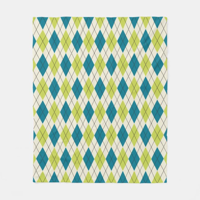 Couverture Polaire Jacquard bleu et vert (Devant)