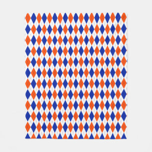 Couverture Polaire Jacquard orange et bleu diamant