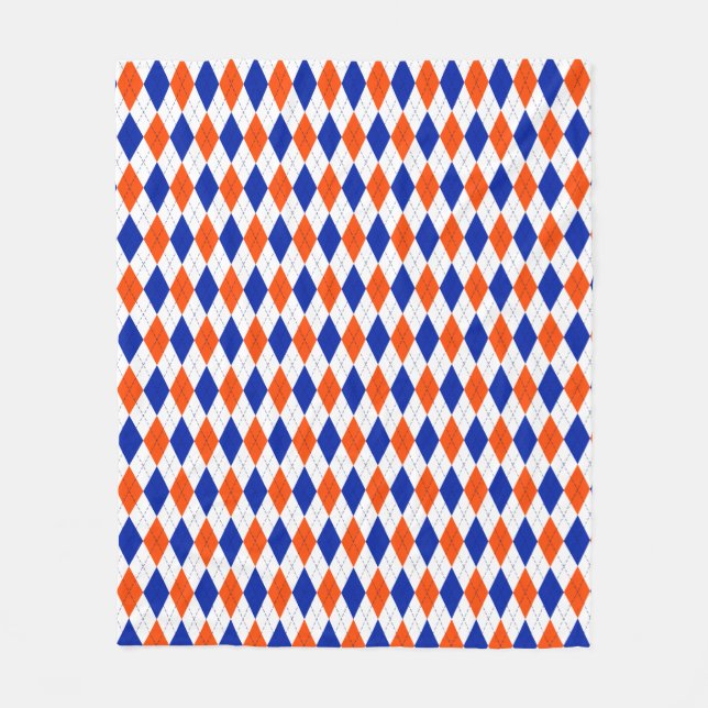 Couverture Polaire Jacquard orange et bleu diamant (Devant)