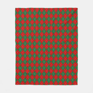 Couverture Polaire Jacquard preppy Tartan Diamond Plaid Rouge Vert