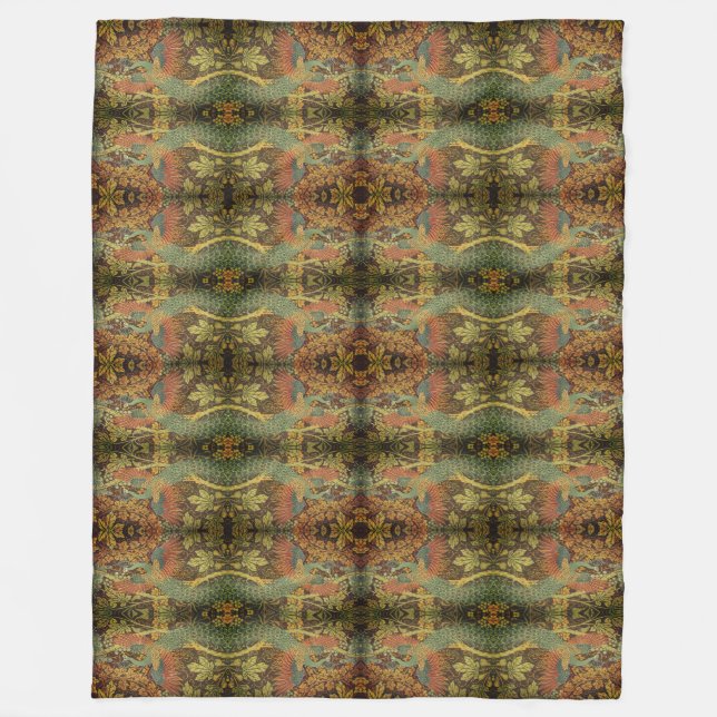 Couverture Polaire Jacquard victorien à feuilles de paon et d'avoine  (Devant)