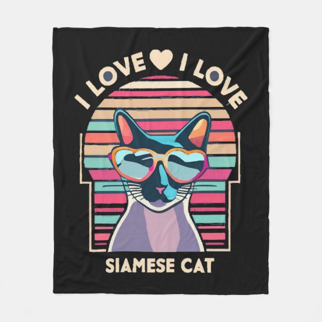 Couverture Polaire J'adore le chat siamois (Devant)