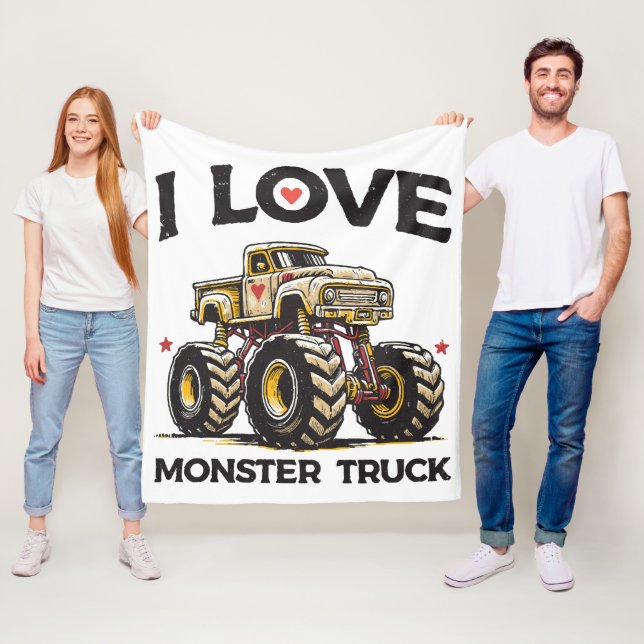 Couverture Polaire J'adore les monstres camions (En situation)