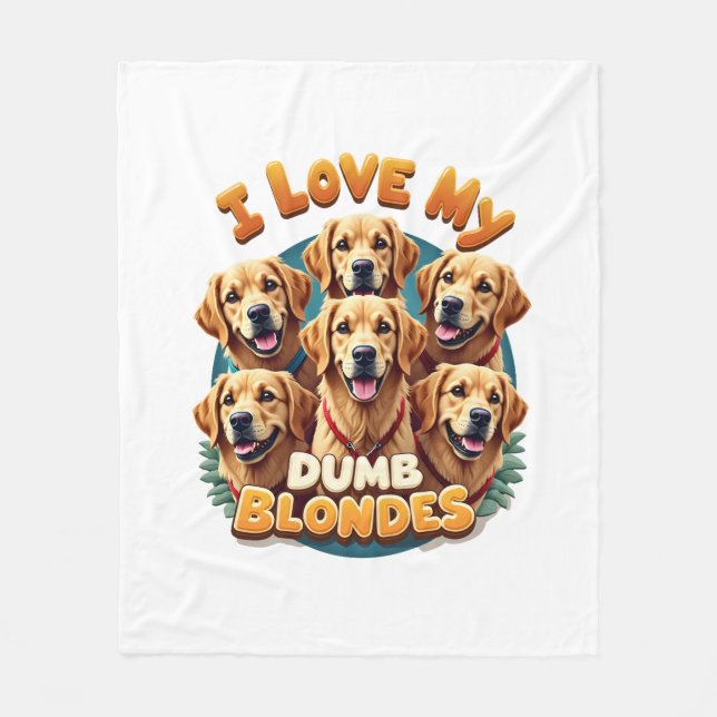 Couverture Polaire J'adore mes Golden Retrievers Blondes Idiotes Vint (Devant)