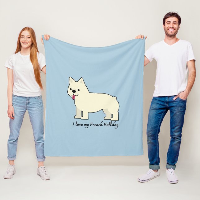 Couverture Polaire J'adore mon Bouledogue Français (En situation)