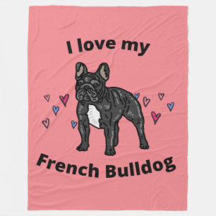 COUVERTURE POLAIRE J'ADORE MON BULLDOG FLEECE FRANÇAIS BLANKET!