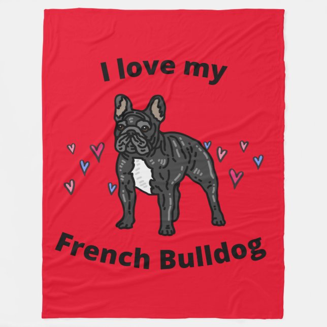 COUVERTURE POLAIRE J'ADORE MON BULLDOG FLEECE FRANÇAIS BLANKET! (Devant)