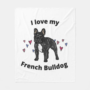 COUVERTURE POLAIRE J'ADORE MON BULLDOG FLEECE FRANÇAIS BLANKET!