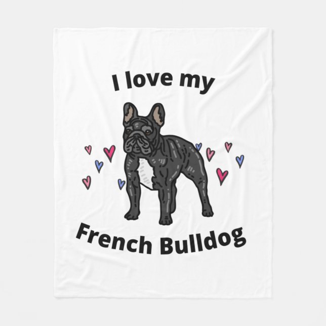 COUVERTURE POLAIRE J'ADORE MON BULLDOG FLEECE FRANÇAIS BLANKET! (Devant)
