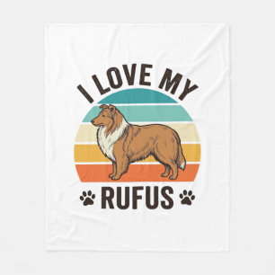 Couverture Polaire J'adore mon design de chien vintage Rufus_1