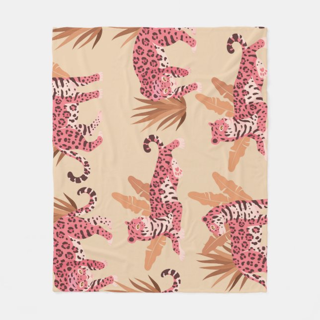 Couverture Polaire Jaguar rose : mignon Vintage sans joint (Devant)