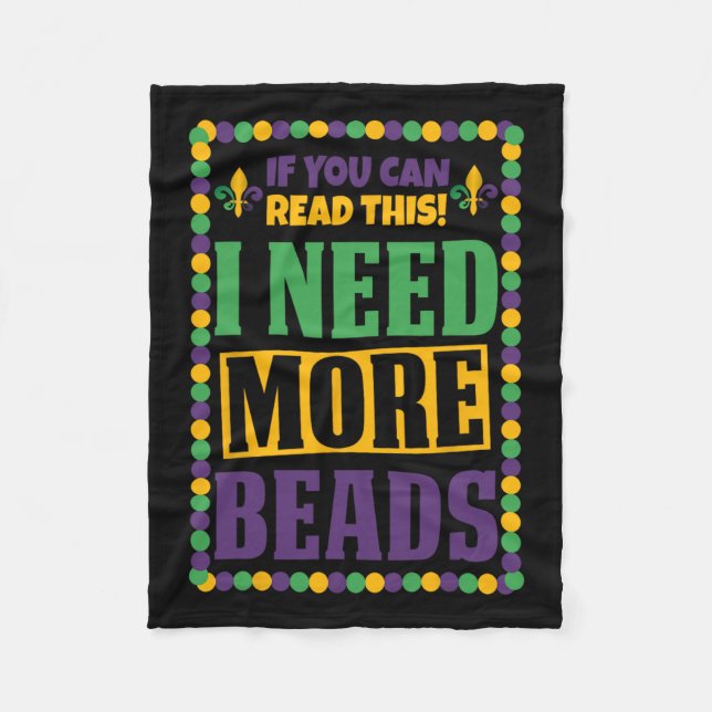 Couverture Polaire J'Ai Besoin De Plus De Perles Drôle Mardi Gras (Devant)