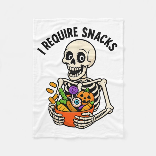 Couverture Polaire J'Ai Besoin De Snacks Drôle Squelette Halloween Mè (Devant)