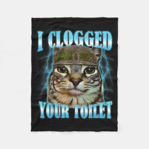 Couverture Polaire J'ai bouché vos toilettes mème de chat drôle de gu