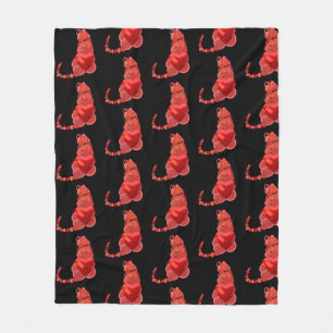 Couverture Polaire J'ai coeur chats noir et rouge polaire