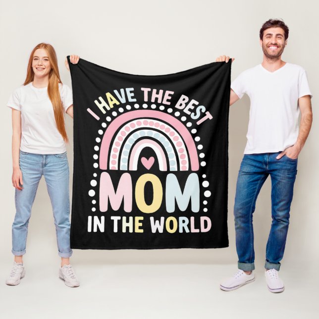 Couverture Polaire J'ai la meilleure maman du monde Boho Rainbow (En situation)