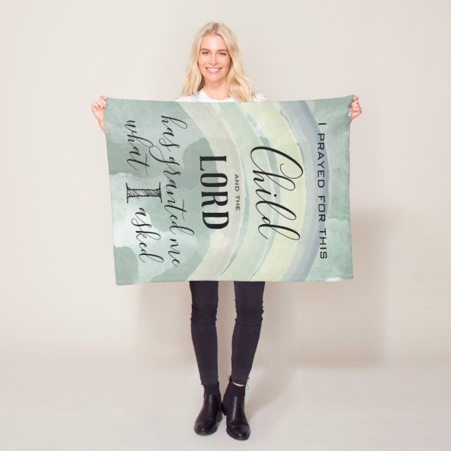 Couverture Polaire J'ai prié pour cet enfant Green Rainbow Baby Boy (En situation)