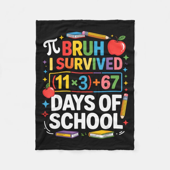 Couverture Polaire J'ai survécu 100 jours d'école Bruh équation mathé (Devant)