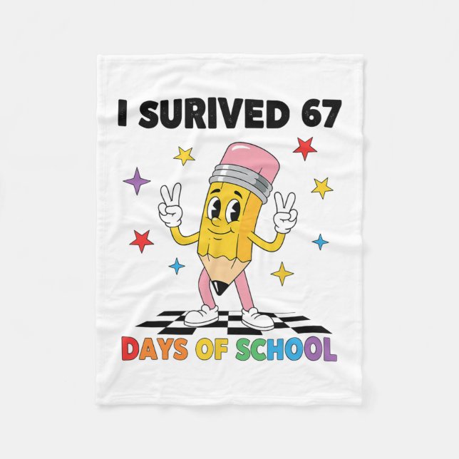 Couverture Polaire J'ai survécu 67 jours d'école Six Seven Mème pour  (Devant)