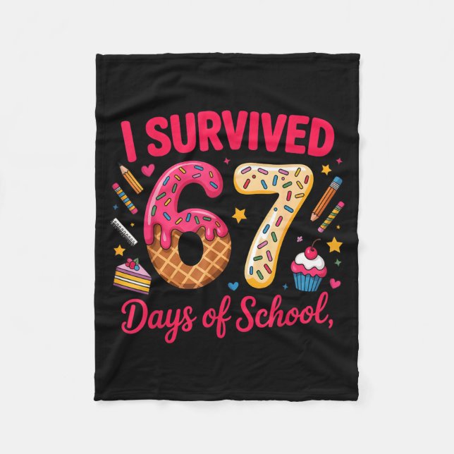 Couverture Polaire J'ai survécu 67 jours d'école Tee enseignants élèv (Devant)