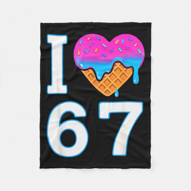 Couverture Polaire J'aime 67 Mème Cœur 6 7 Marchandise Six Sept Glace (Devant)