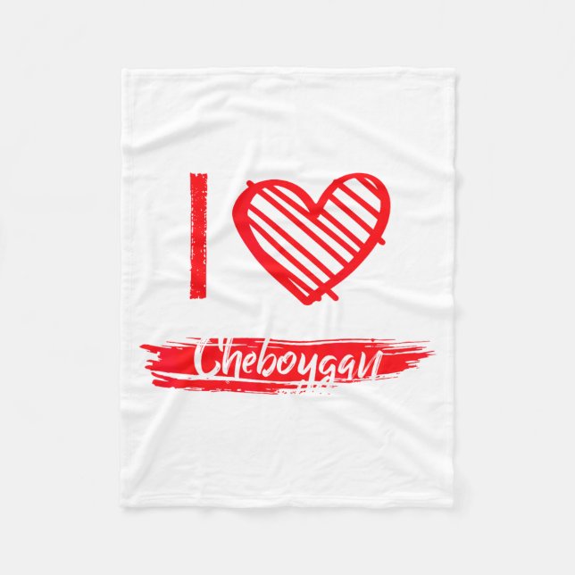 Couverture Polaire J'aime Cheboygan Je coeur Cheboygan  (Devant)