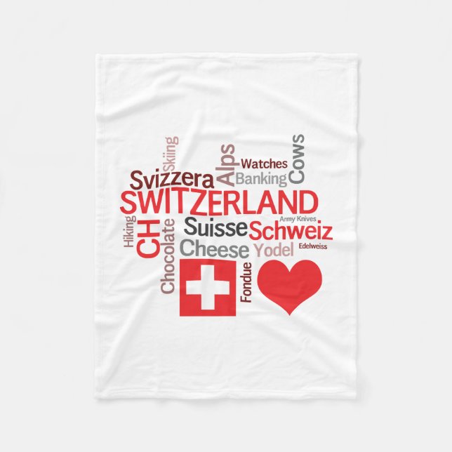 Couverture Polaire J'aime la Suisse - choses suisses préférées (Devant)