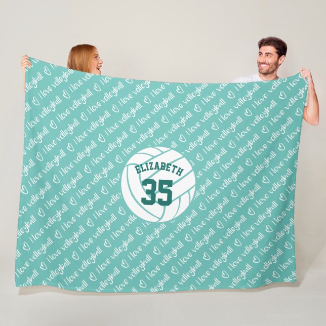 Couverture Polaire J'aime la typographie du volley-ball motif de tout (En situation)