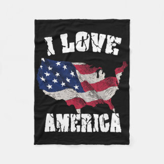Couverture Polaire J'aime l'Amérique Usa Cadeau 4 Juillet