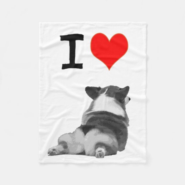 Couverture Polaire J'aime le corgi (Devant)
