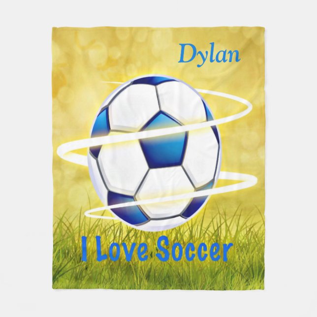Couverture Polaire J'aime le football avec le monogramme (Devant)