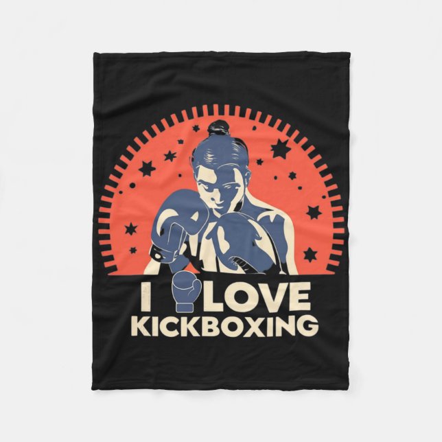 Couverture Polaire J'aime le kick-boxing Boxe Amour Kickboxer Kickbox (Devant)