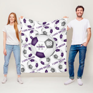 Couverture Polaire J'aime le texte de football motifs filles violet g