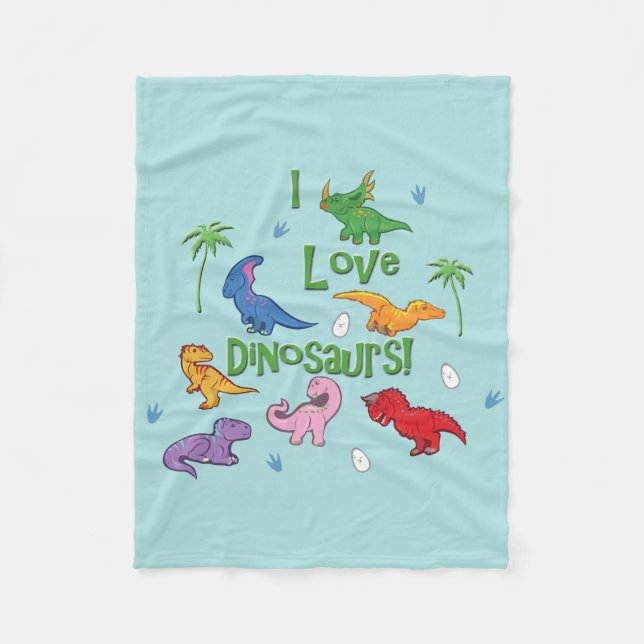 Couverture Polaire J'Aime Les Dinosaures ! (Cute) (Devant)